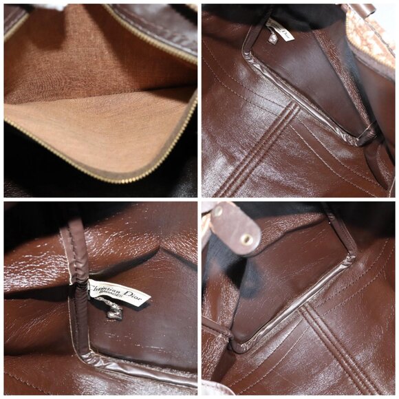 Christian Dior Trotter Canvas Boston Bag Brown Gold Auth 131686 - Picture 15 of 16